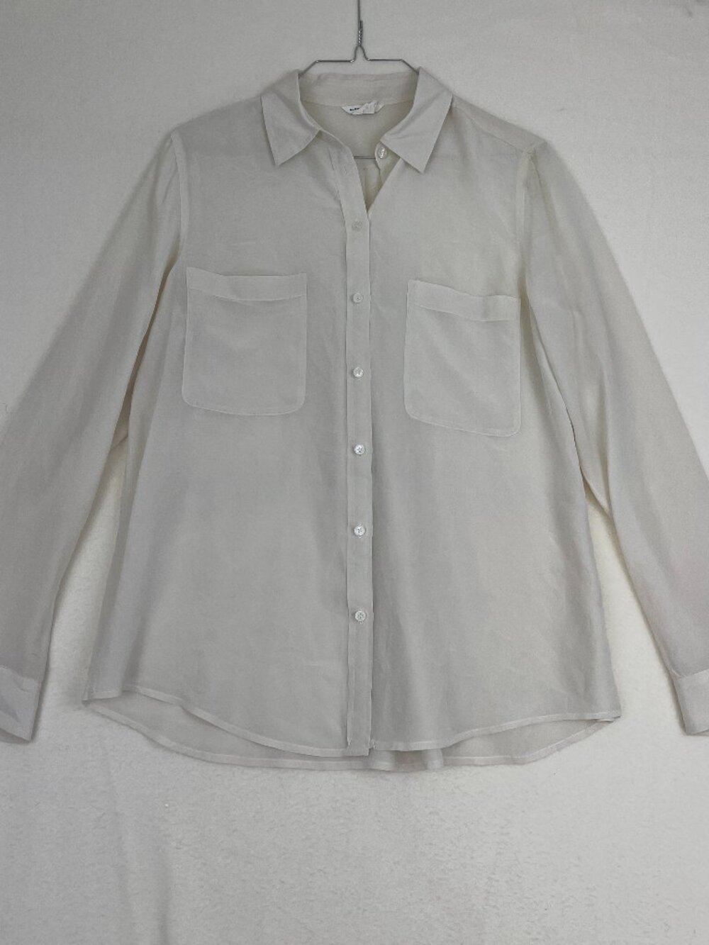 Club Monaco 100% Silk Button-Up Shirt Size M Cream